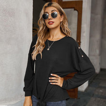 Load image into Gallery viewer, Contrast Button Shoulder Detail Sweater