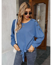 Load image into Gallery viewer, Contrast Button Shoulder Detail Sweater