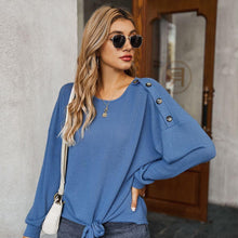 Load image into Gallery viewer, Contrast Button Shoulder Detail Sweater