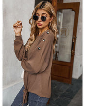 Load image into Gallery viewer, Contrast Button Shoulder Detail Sweater