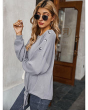 Load image into Gallery viewer, Contrast Button Shoulder Detail Sweater