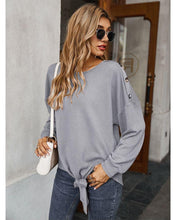 Load image into Gallery viewer, Contrast Button Shoulder Detail Sweater