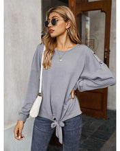 Load image into Gallery viewer, Contrast Button Shoulder Detail Sweater