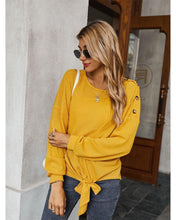 Load image into Gallery viewer, Contrast Button Shoulder Detail Sweater