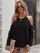 Load image into Gallery viewer, Solid Cold Shoulder Knit Sweater