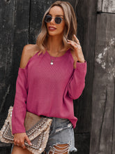 Load image into Gallery viewer, Solid Cold Shoulder Knit Sweater