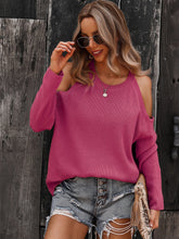Load image into Gallery viewer, Solid Cold Shoulder Knit Sweater