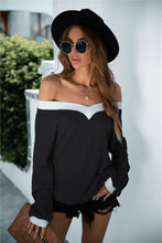 Load image into Gallery viewer, Off Shoulder Two Tone Sweater