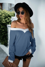 Load image into Gallery viewer, Off Shoulder Two Tone Sweater