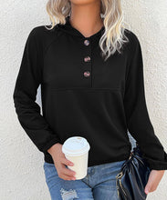 Load image into Gallery viewer, Half Button Hooded Sweatshirt