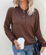 Load image into Gallery viewer, Half Button Hooded Sweatshirt