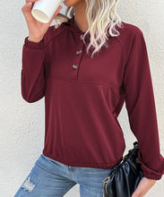 Load image into Gallery viewer, Half Button Hooded Sweatshirt