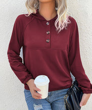 Load image into Gallery viewer, Half Button Hooded Sweatshirt