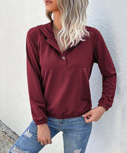 Load image into Gallery viewer, Half Button Hooded Sweatshirt