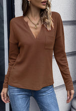 Load image into Gallery viewer, V Neck Patch Pocket Knit Sweater