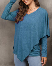 Load image into Gallery viewer, V Neck Asymmetrical Overlap Sweater