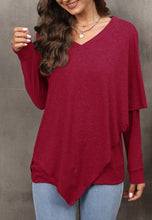 Load image into Gallery viewer, V Neck Asymmetrical Overlap Sweater