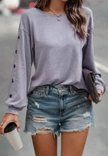 Load image into Gallery viewer, Contrast Side Button Sleeve Sweater