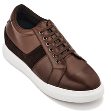 Load image into Gallery viewer, CALTO - K1532 - 3 Inches Taller (Coffee Brown) - Lightweight Leather Sneakers