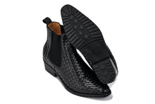 Load image into Gallery viewer, CALTO - K30521 - 3.3 Inches Taller (Black) - Woven Slip-On High-Top Chelsea Ankle Boots