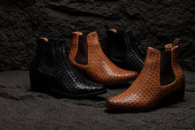 Load image into Gallery viewer, CALTO - K30521 - 3.3 Inches Taller (Black) - Woven Slip-On High-Top Chelsea Ankle Boots