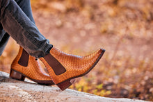 Load image into Gallery viewer, CALTO - K30522 - 3.3 Inches Taller (Brown) - Woven Chelsea High-Top Slip-On Ankle Boots