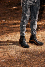 Load image into Gallery viewer, CALTO - K30523 - 3.3 Inches Taller (Black) - Woven High-Top Ankle Buckle Zipper Boots