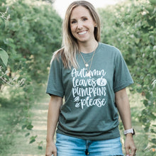 Load image into Gallery viewer, Autumn Leaves and Pumpkins Please Tee