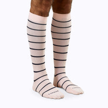 Load image into Gallery viewer, Knee-High Compression Socks – Stripes Rose (20-30 mmHg)