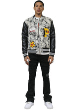 Load image into Gallery viewer, VISTA Men's Jacquard Body with faux Leather Sleeve Varsity Jacket