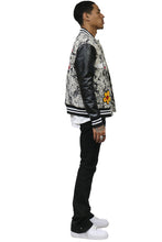 Load image into Gallery viewer, VISTA Men's Jacquard Body with faux Leather Sleeve Varsity Jacket