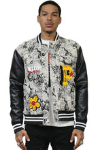 Load image into Gallery viewer, VISTA Men's Jacquard Body with faux Leather Sleeve Varsity Jacket