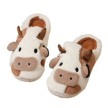 Load image into Gallery viewer, Winter Unisex Cute Cartoon Cow Warm Plush Slippers - # GIAA73610003