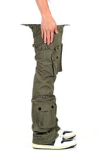 Load image into Gallery viewer, Rapto Men's premium twill olive cargo stacked pants.