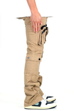 Load image into Gallery viewer, VENGE Men's premium twill khaki stacked cargo pants.