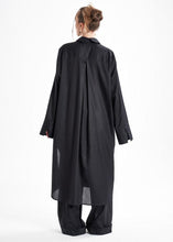 Load image into Gallery viewer, Lightweight And Breathable Deep Black Set With Maxi Button Down And Palazzo Pants