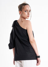 Load image into Gallery viewer, Amuri One Shoulder Black Premium Poplin Blouse
