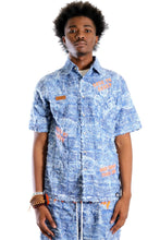 Load image into Gallery viewer, LENOX Men's ripped & repaired short sleeve button down shirt
