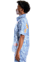 Load image into Gallery viewer, LENOX Men's ripped & repaired short sleeve button down shirt