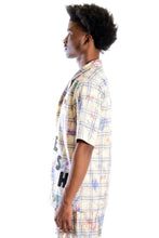 Load image into Gallery viewer, Nirve L.T.K. Men's premium Short Sleeve Plaid button down shirt with hand sketch drawing pop art