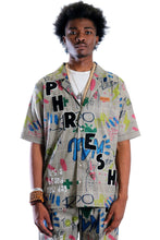 Load image into Gallery viewer, Rans L.T.K. Men's premium Short Sleeve Plaid button down shirt with hand sketch drawing pop art