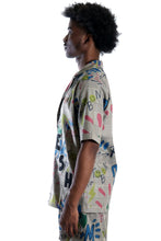 Load image into Gallery viewer, Rans L.T.K. Men's premium Short Sleeve Plaid button down shirt with hand sketch drawing pop art