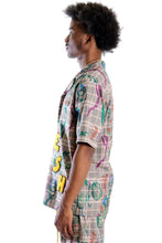 Load image into Gallery viewer, Willie L.T.K. Men's premium Short Sleeve Plaid button down shirt with hand sketch drawing pop art