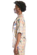 Load image into Gallery viewer, Maxis L.T.K. Men's premium Short Sleeve Plaid button down shirt with hand sketch drawing pop art