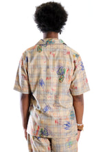 Load image into Gallery viewer, Maxis L.T.K. Men's premium Short Sleeve Plaid button down shirt with hand sketch drawing pop art
