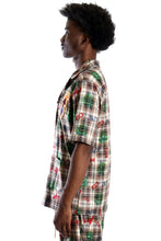 Load image into Gallery viewer, Monarch L.T.K. Men's premium Short Sleeve Plaid button down shirt with hand sketch drawing pop art