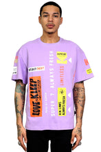 Load image into Gallery viewer, AMETH Men's graphic print purple cotton short sleeve tee