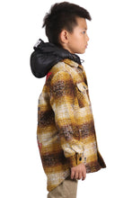 Load image into Gallery viewer, BENIT Kid's Oversize Flannel outer shirket with detachable padded cire hood