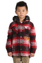 Load image into Gallery viewer, MACKAY Kid's Oversize Flannel outer shirket with detachable padded cire hood