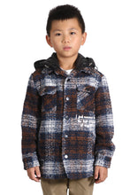 Load image into Gallery viewer, REYNA Kid's Oversize Flannel outer shirket with detachable padded cire hood